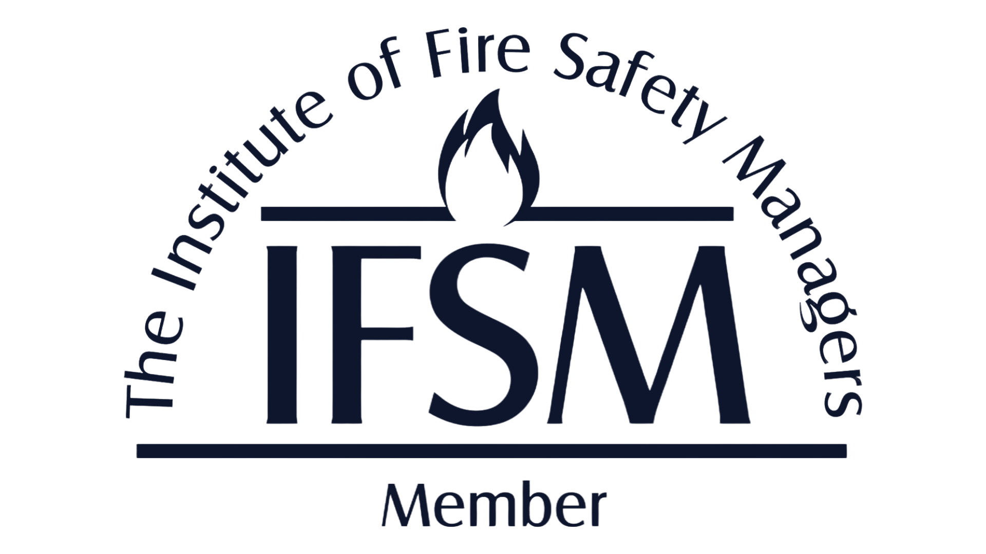 Logo of the Institute of Fire Safety Managers (IFSM) with a flame icon and the words 'The Institute of Fire Safety Managers Member' around it.