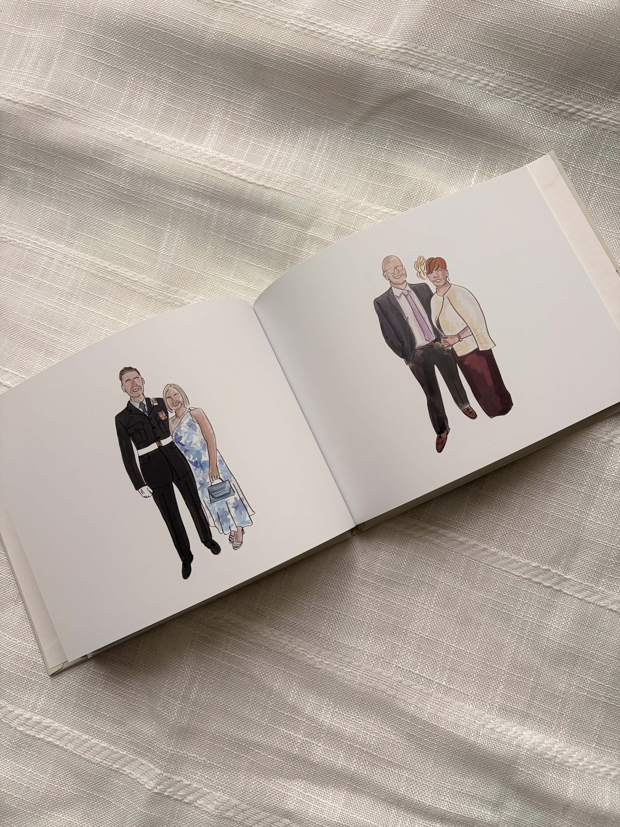 A Mini Hardbook printed book, full of all of R&L's live illustrations from their wedding day - the perfect keepsake for their coffee table. 