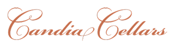 Candia Cellars logo in cursive on a black background