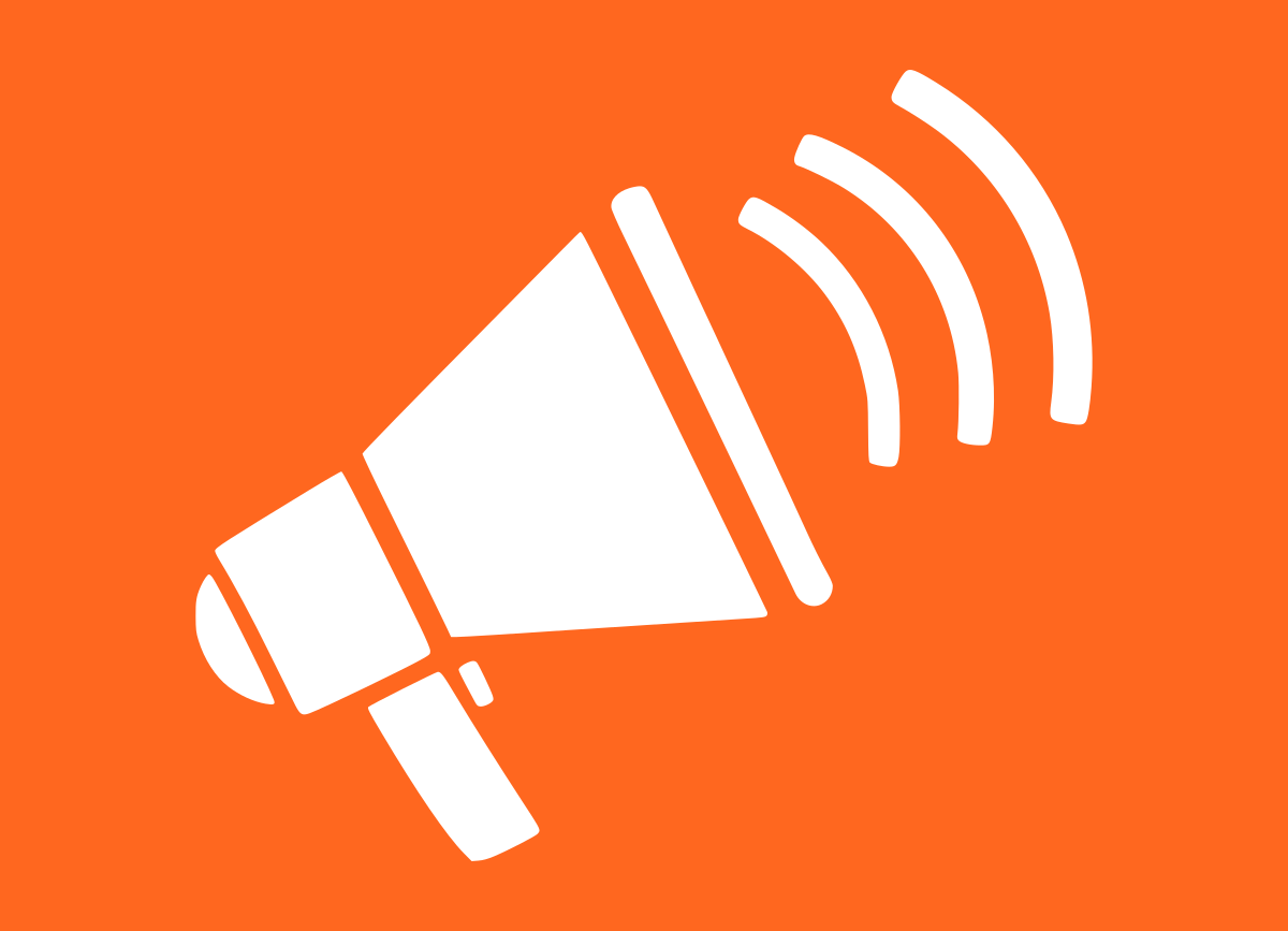 Shout Volunteering Megaphone Icon White Orange Background