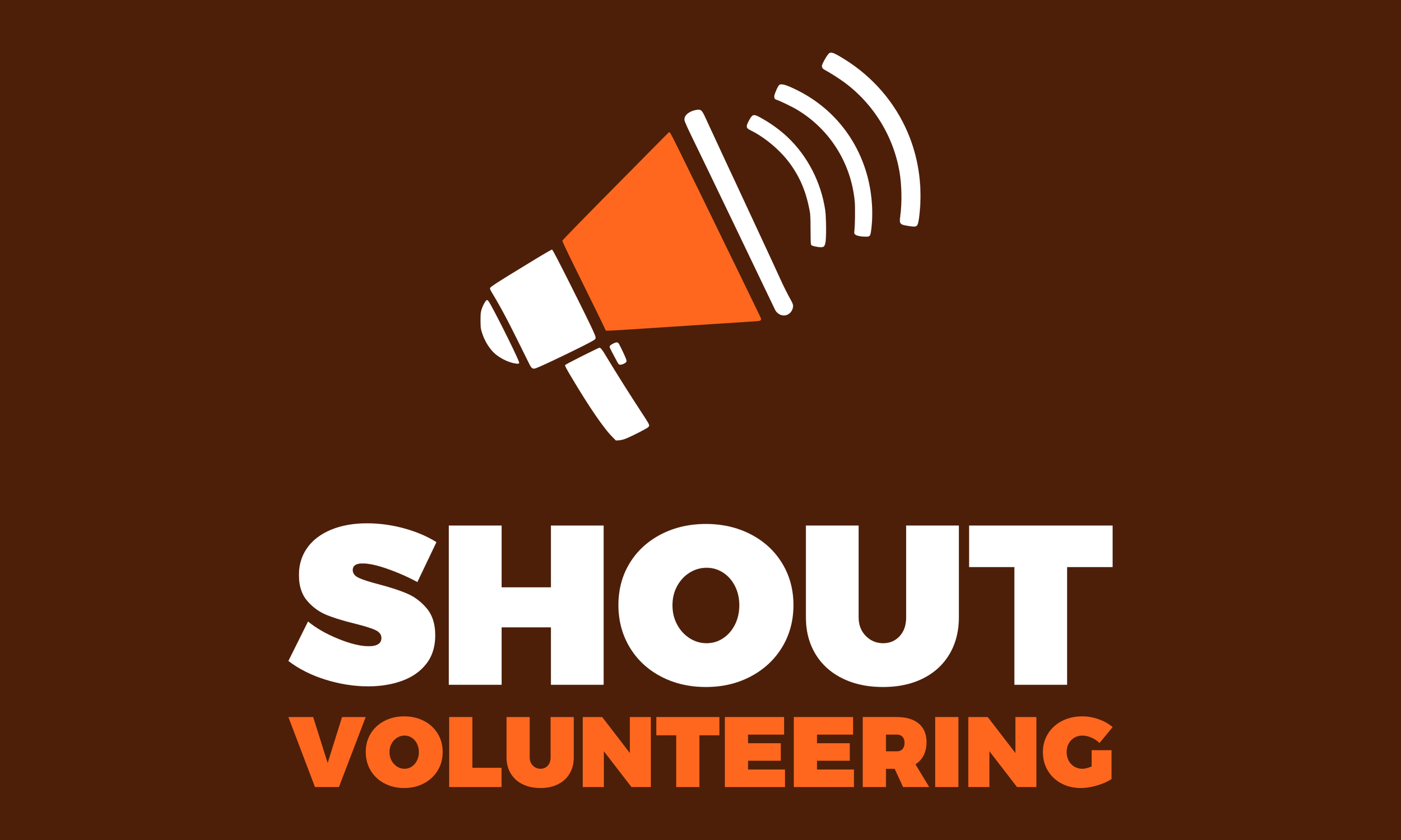 Shout Volunteering Logo Brown Orange White