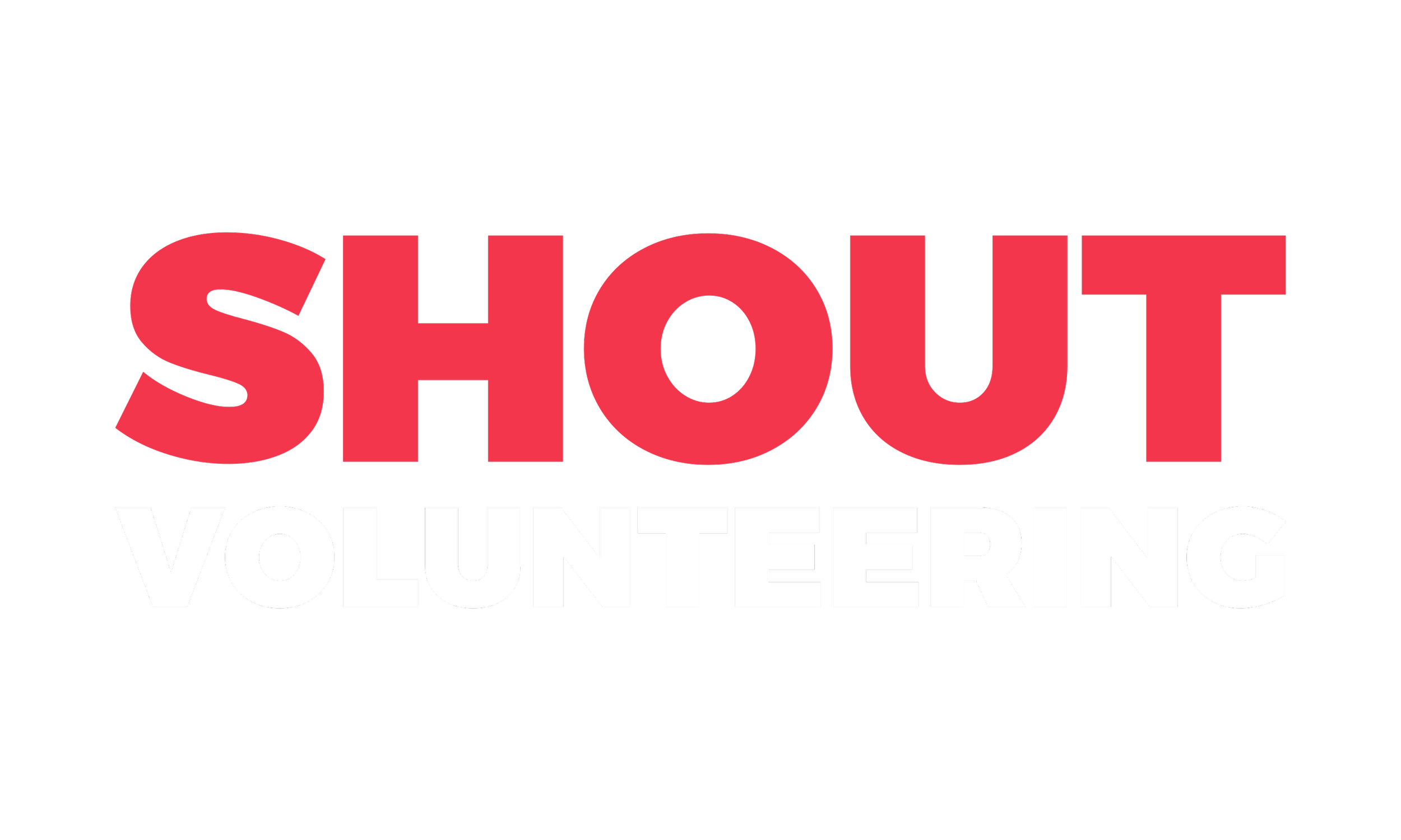 TRANSPARENT Shout Volunteering Text Only Pink White
