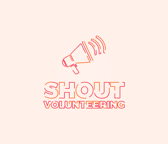 Red Outline Shout Volunteering Animated Logo