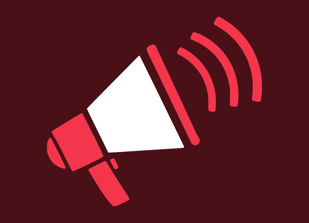 Shout Volunteering Megaphone Icon Pink White Dark Background