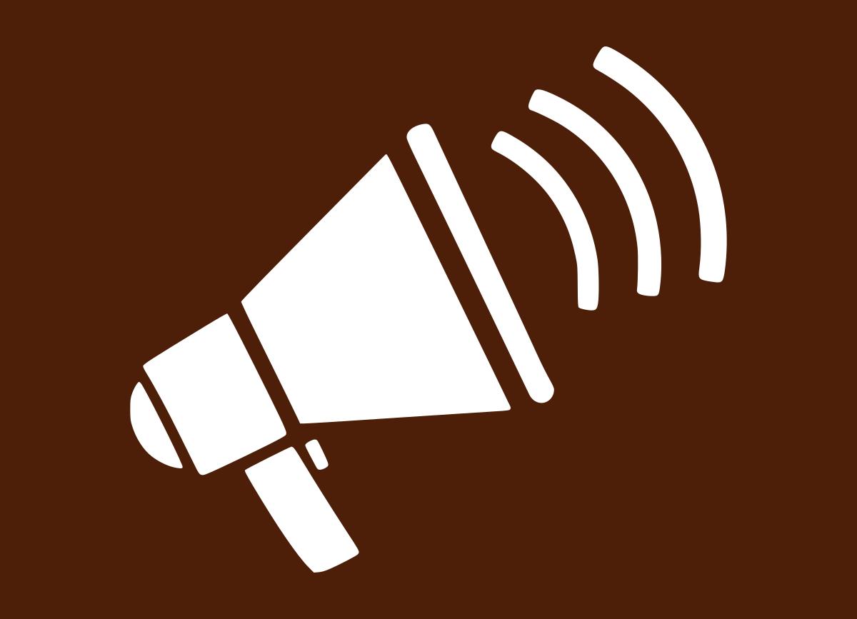Shout Volunteering Megaphone Icon White Dark Background