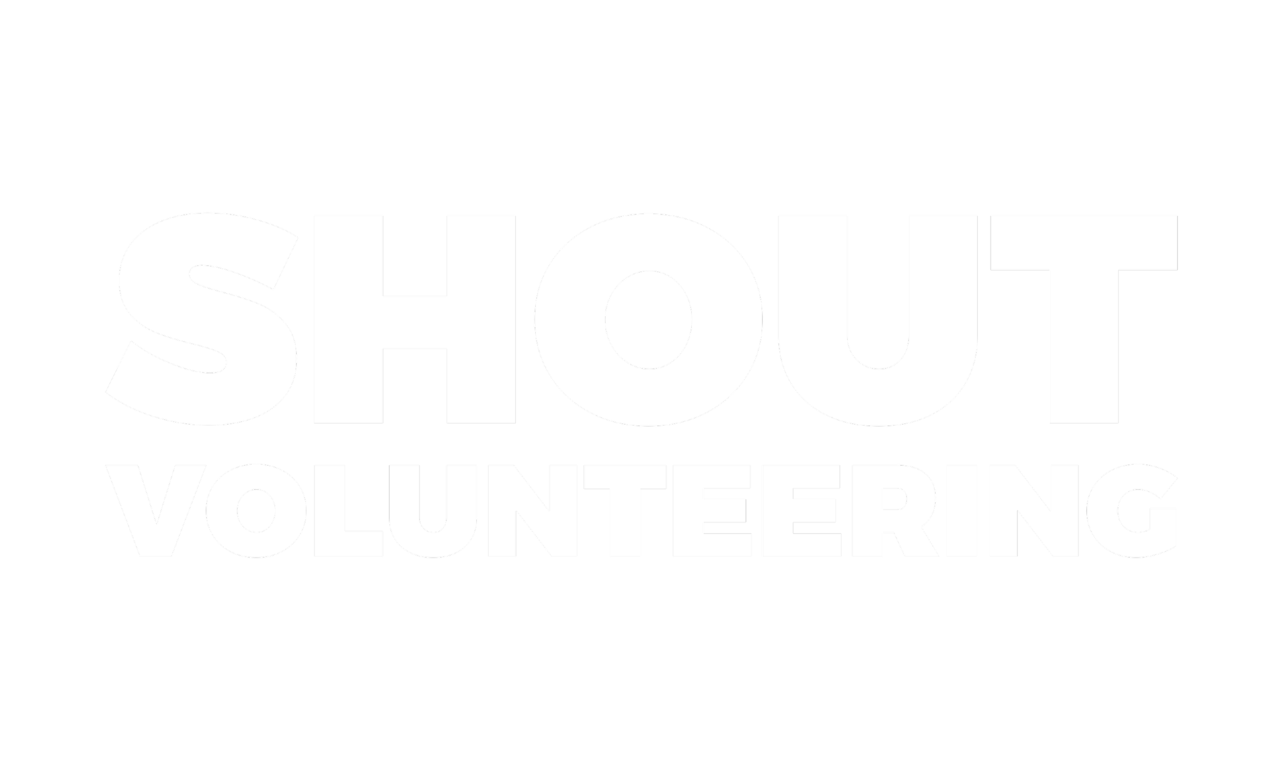 TRANSPARENT Shout Volunteering Text Only White