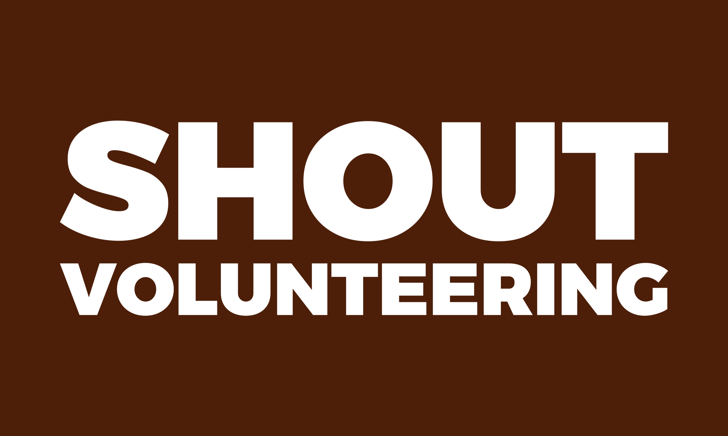 Shout Volunteering Text Only White Dark Background