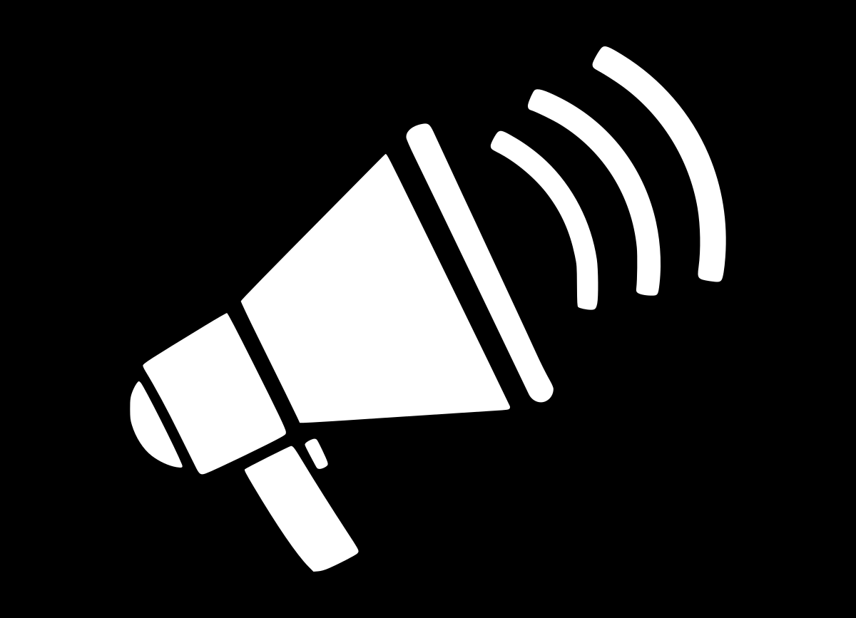 Shout Volunteering Megaphone Icon White Black Background