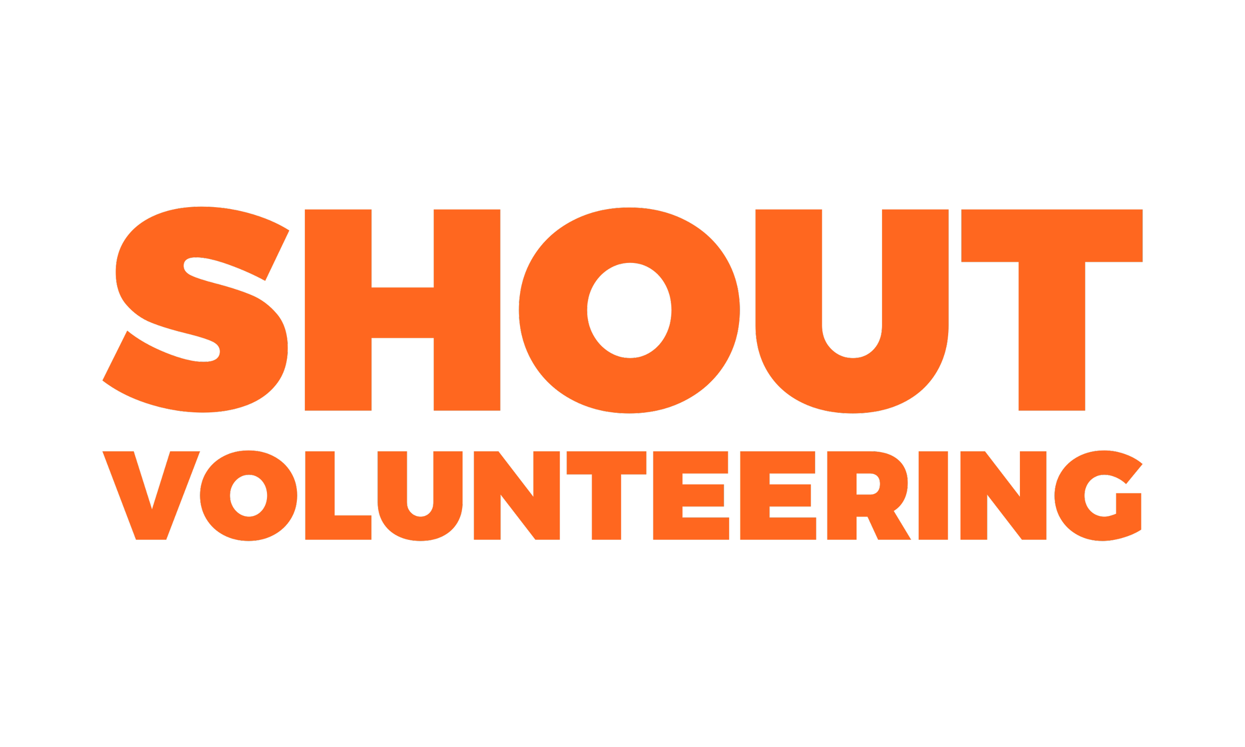 TRANSPARENT Shout Volunteering Text Only Orange