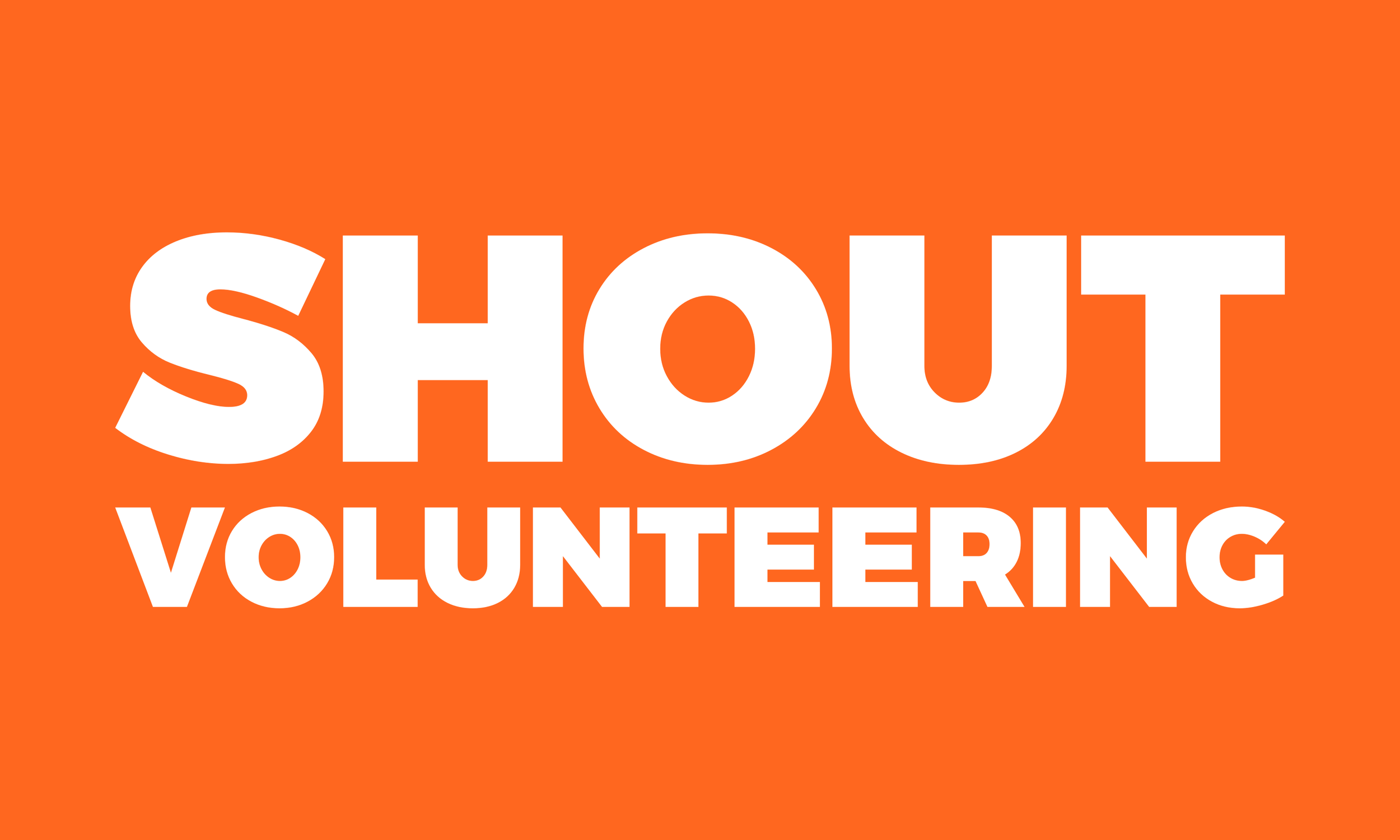 Shout Volunteering Text Only White Orange Background
