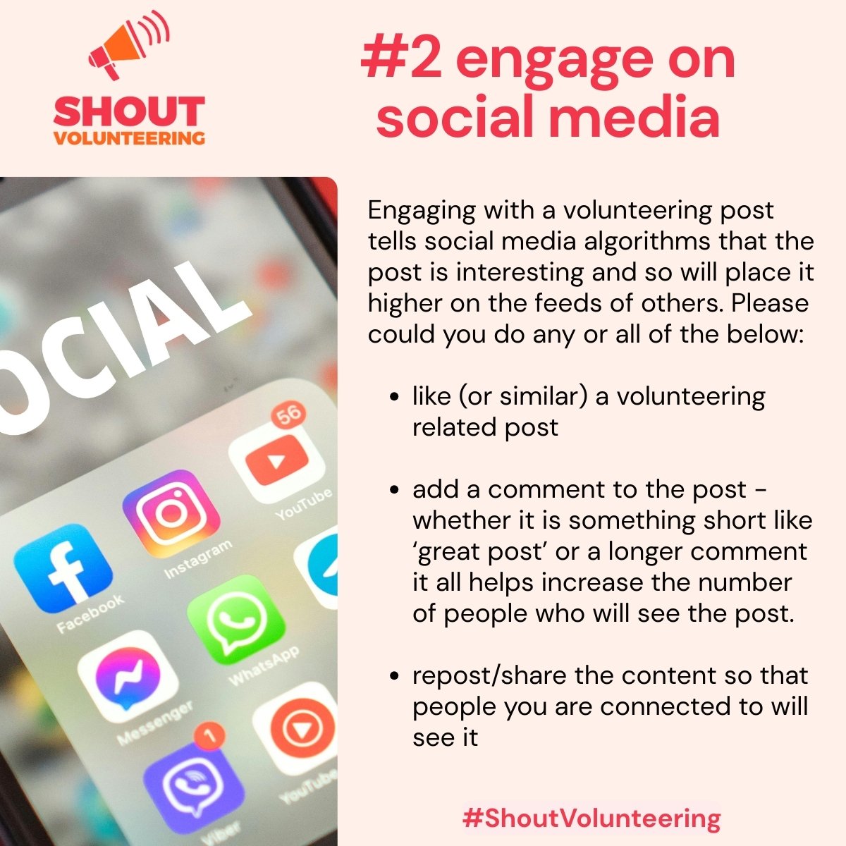 LinkedIn Shout Volunteering 7 Asks #2 engage on social media