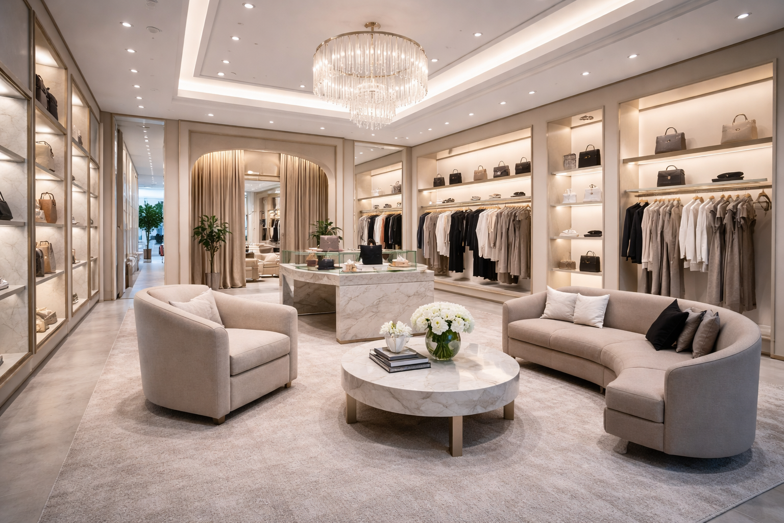 Luxury retail build-out in Vancouver with modern design, premium finishes, custom interiors, and expert craftsmanship, creating a high-end, visually striking space that enhances brand presence and customer experience.