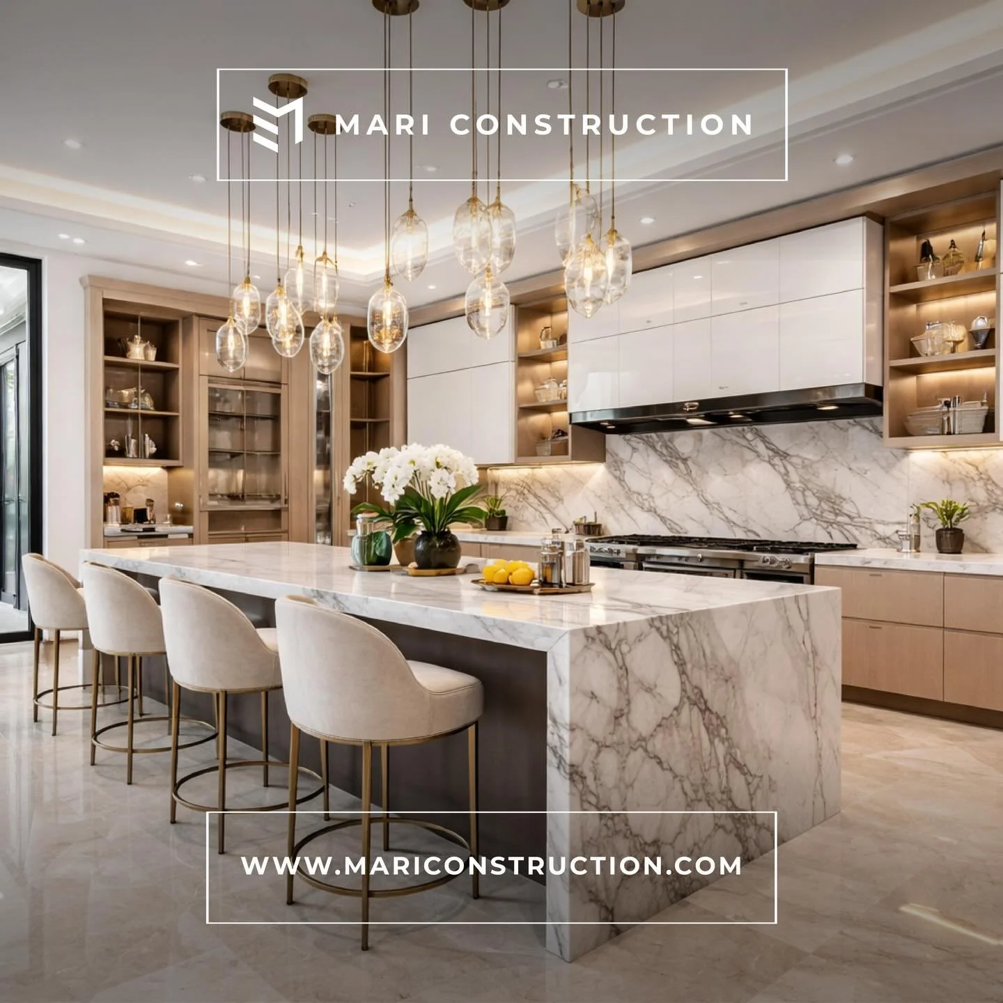 Mari Construction completed a full luxury kitchen remodel in a Vancouver home, transforming an outdated space into a modern, high-end showpiece designed for both everyday living and elegant entertaining. Our team managed every stage of the renovation