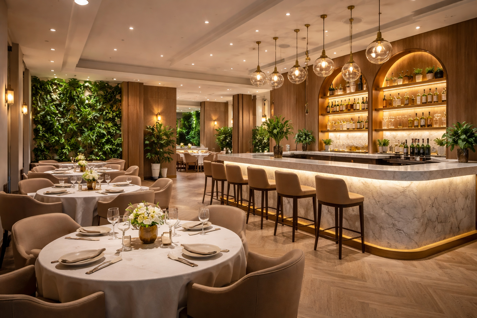 Luxury restaurant construction in Vancouver with modern design, premium finishes, and expert craftsmanship, creating high-end, functional dining spaces that enhance guest experience, optimize layout, and elevate brand identity.