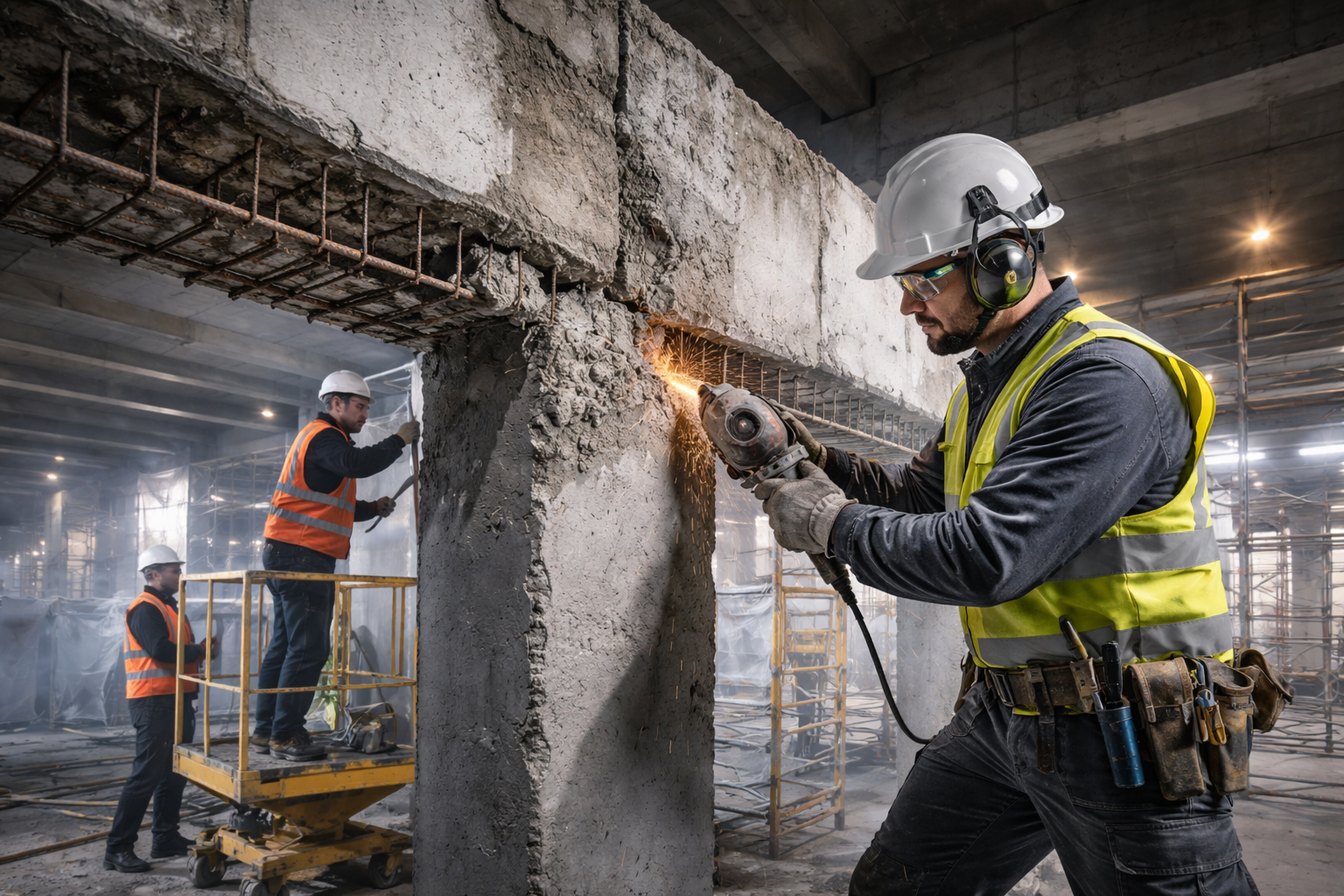 Structural concrete repair in Vancouver BC addressing cracks, spalling, and deterioration with epoxy injection, patching, and reinforcement to restore strength, safety, and long-term durability.