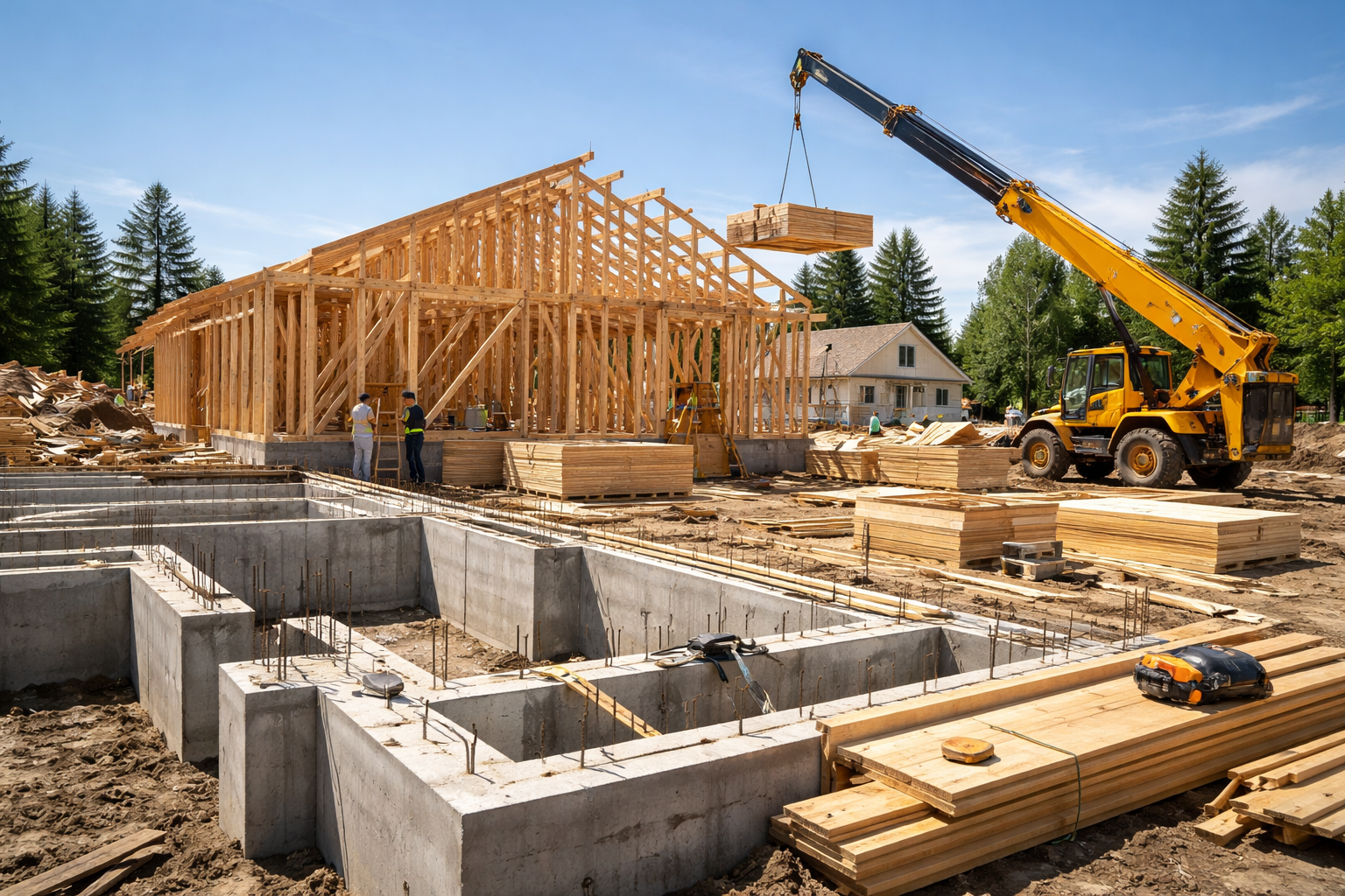 Vancouver ground-up construction by Mari Construction featuring foundation work, structural framing, and full building development.