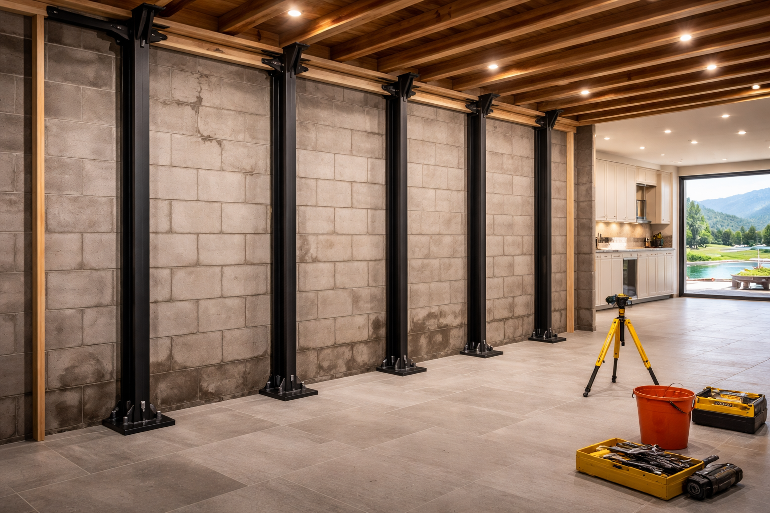 Structural reinforcements in luxury Vancouver home with engineered support systems and load-bearing upgrades for improved stability