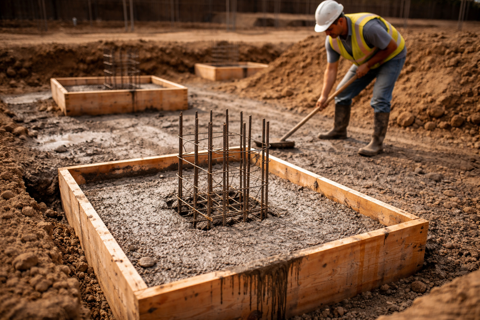 Concrete footings construction in Vancouver BC with reinforced rebar, precise excavation, and engineered support for strong, stable residential and commercial foundations.