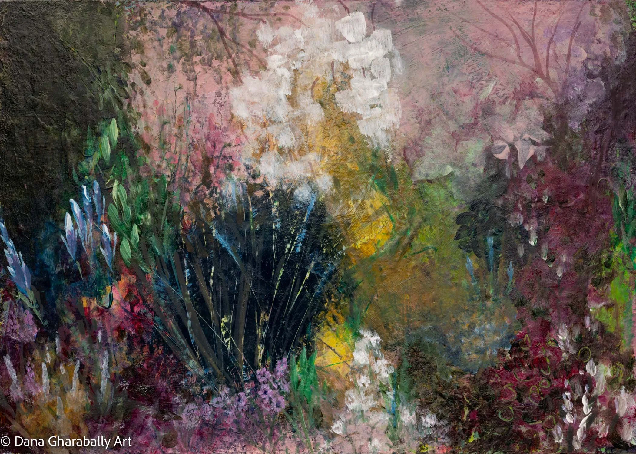 Misty Morning Blooms - abstract floral scene 