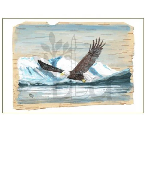 Flying Eagle, painted on Birch Bark