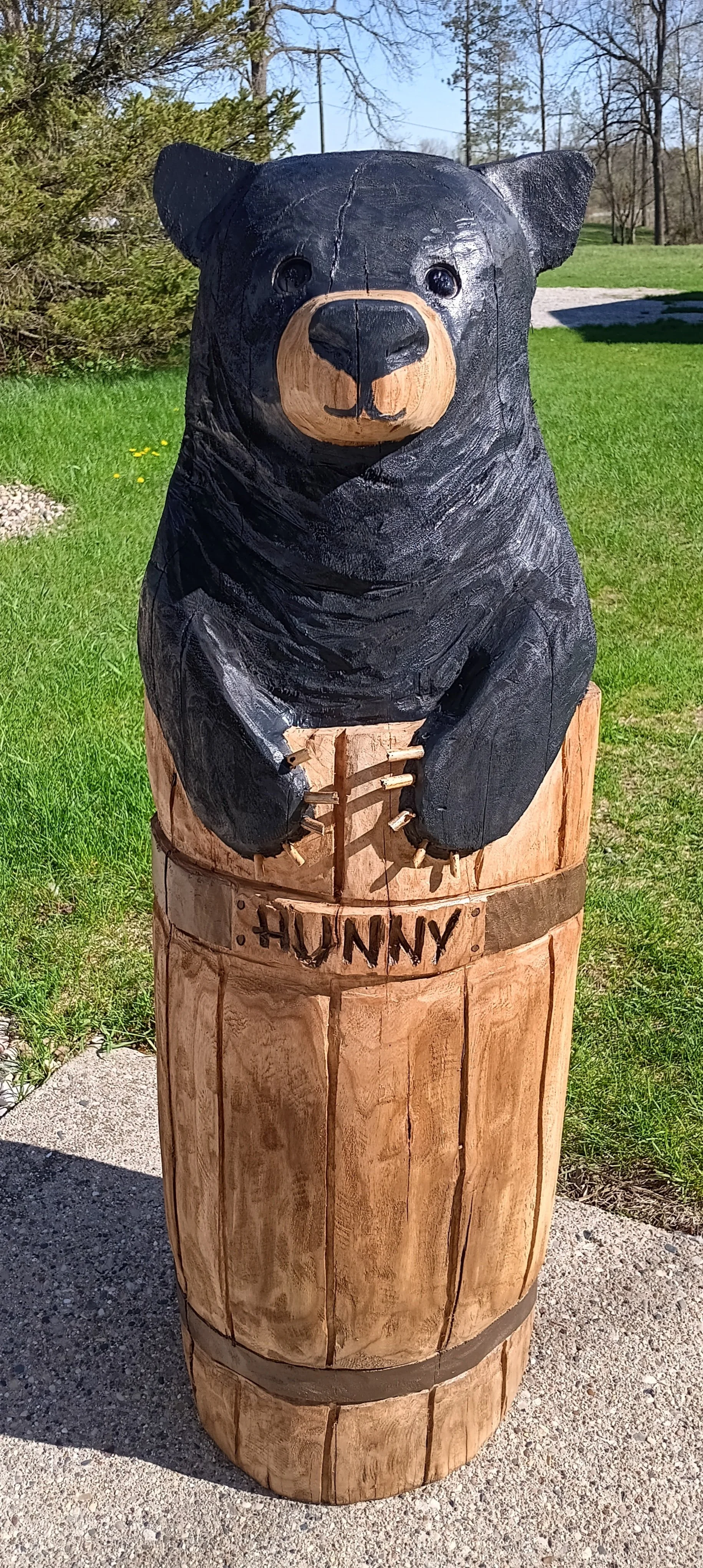 Bear in Hunny Barrel (3 feet tall) - Sold