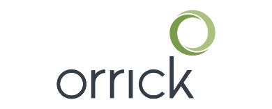 Orrick logo with a green circular design above the text.