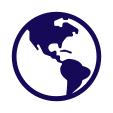 Simple blue globe icon showing Americas