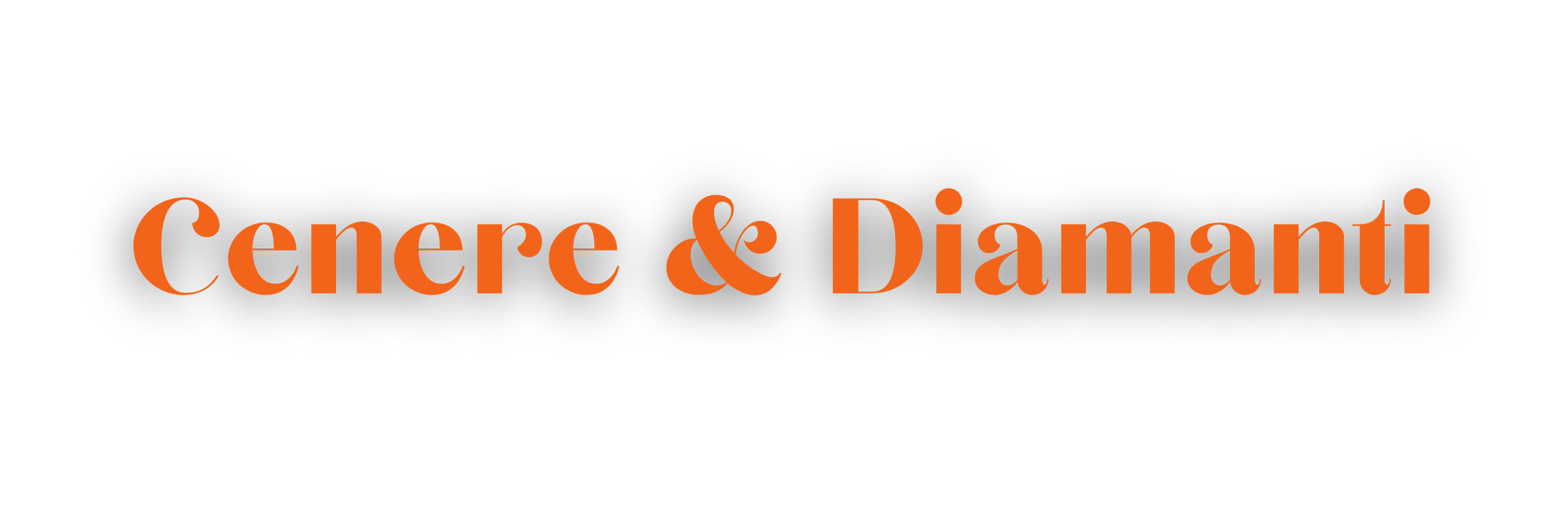 Logotipo con testo arancione 'Cenere & Diamanti' su sfondo nero.