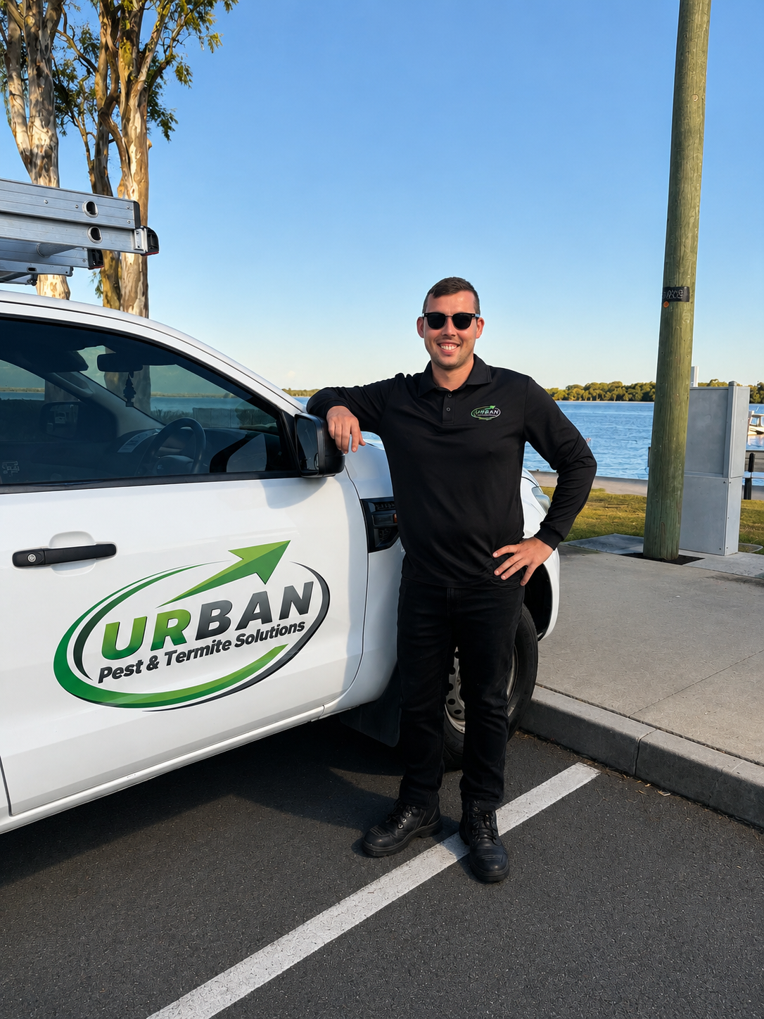 Image of Owner of Urban Pest & Termite Solutions standing next to company vehicle