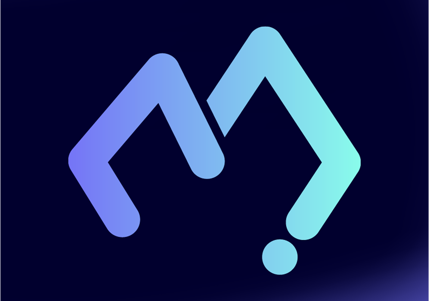 Gradient logo with a diamond shape and a question mark in the center on a dark background.