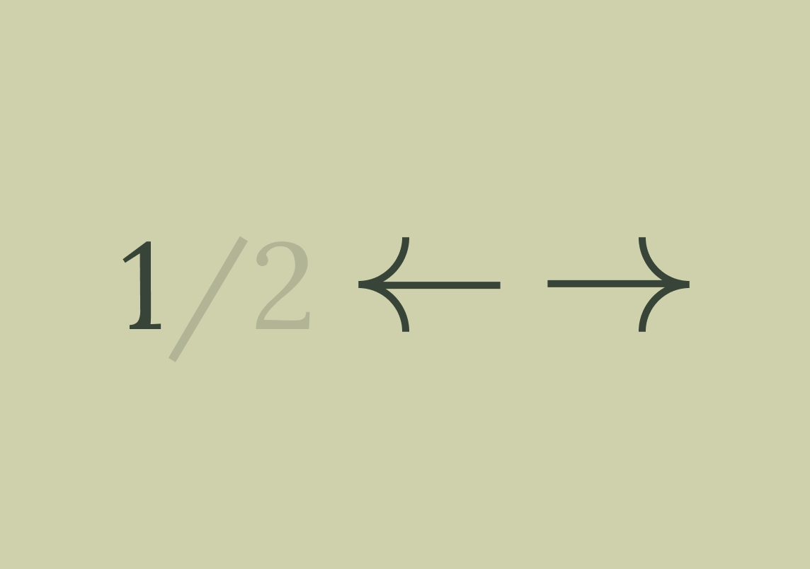 A visual representation of the fraction one-half with arrows pointing left and right indicating the fraction bar.