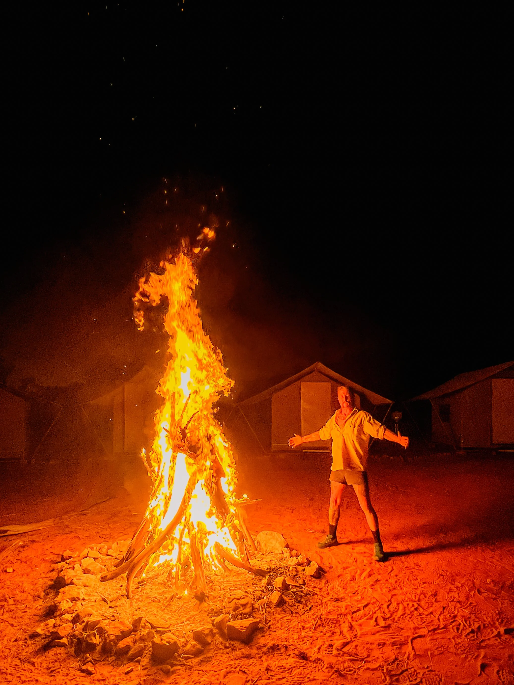 Wildman around a fire