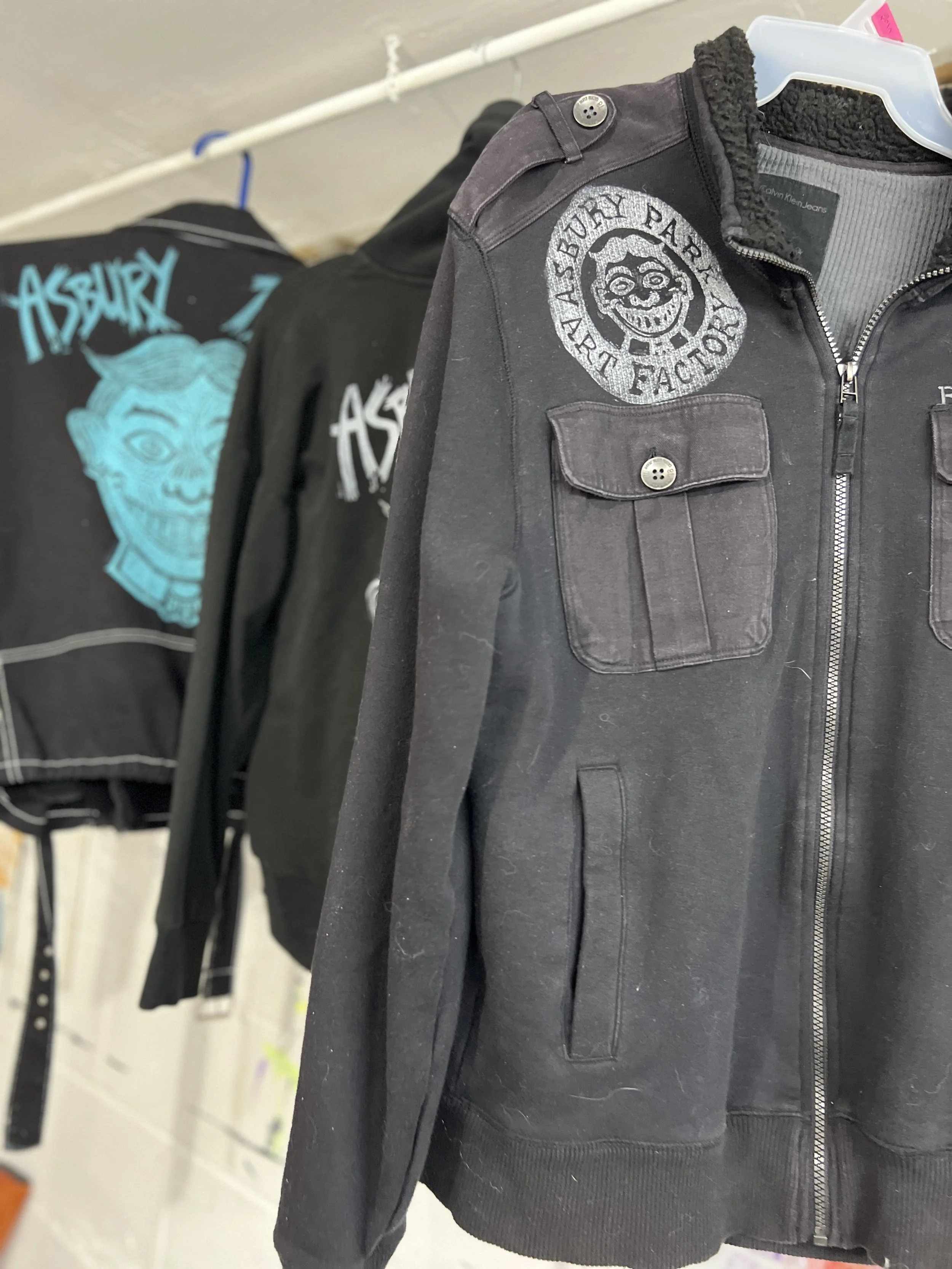 Black & White Tillie on Soft Calvin Klein Jacket