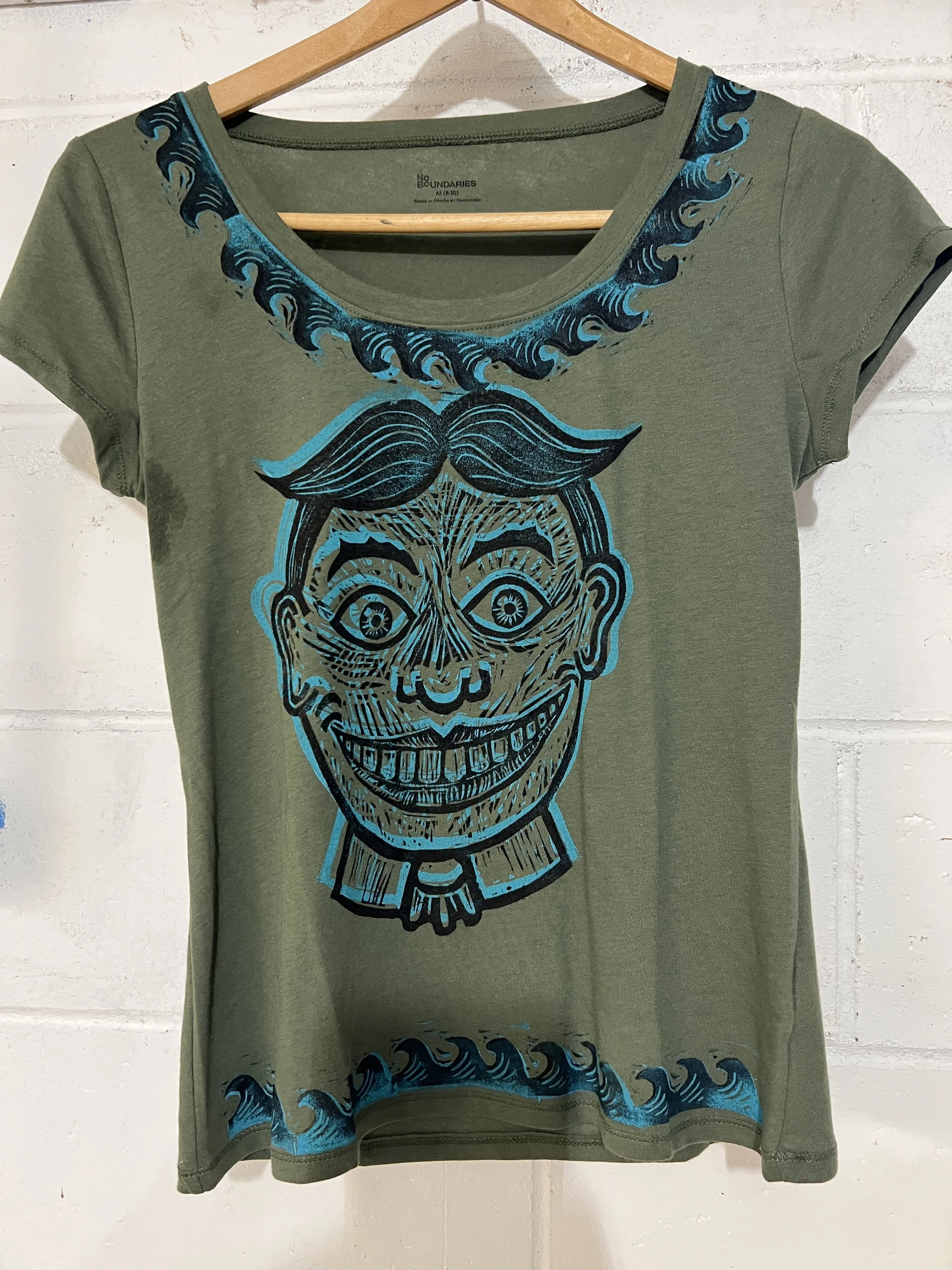 Army Green & Aqua Tillie Medium Women's Tee