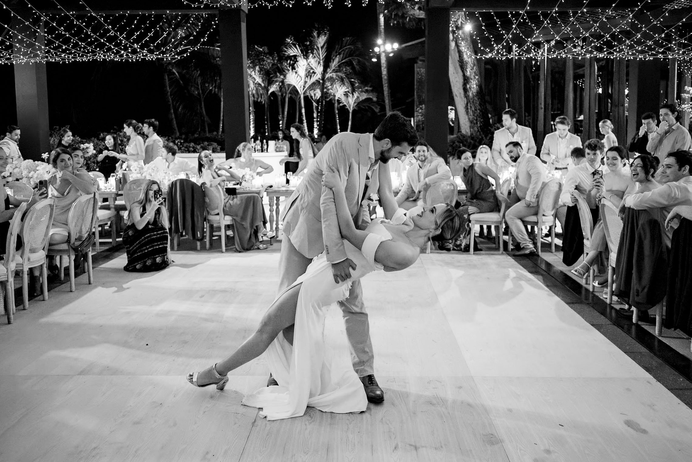 Bride and groom during their first dance at Amanpuri in Phuket, Thailand