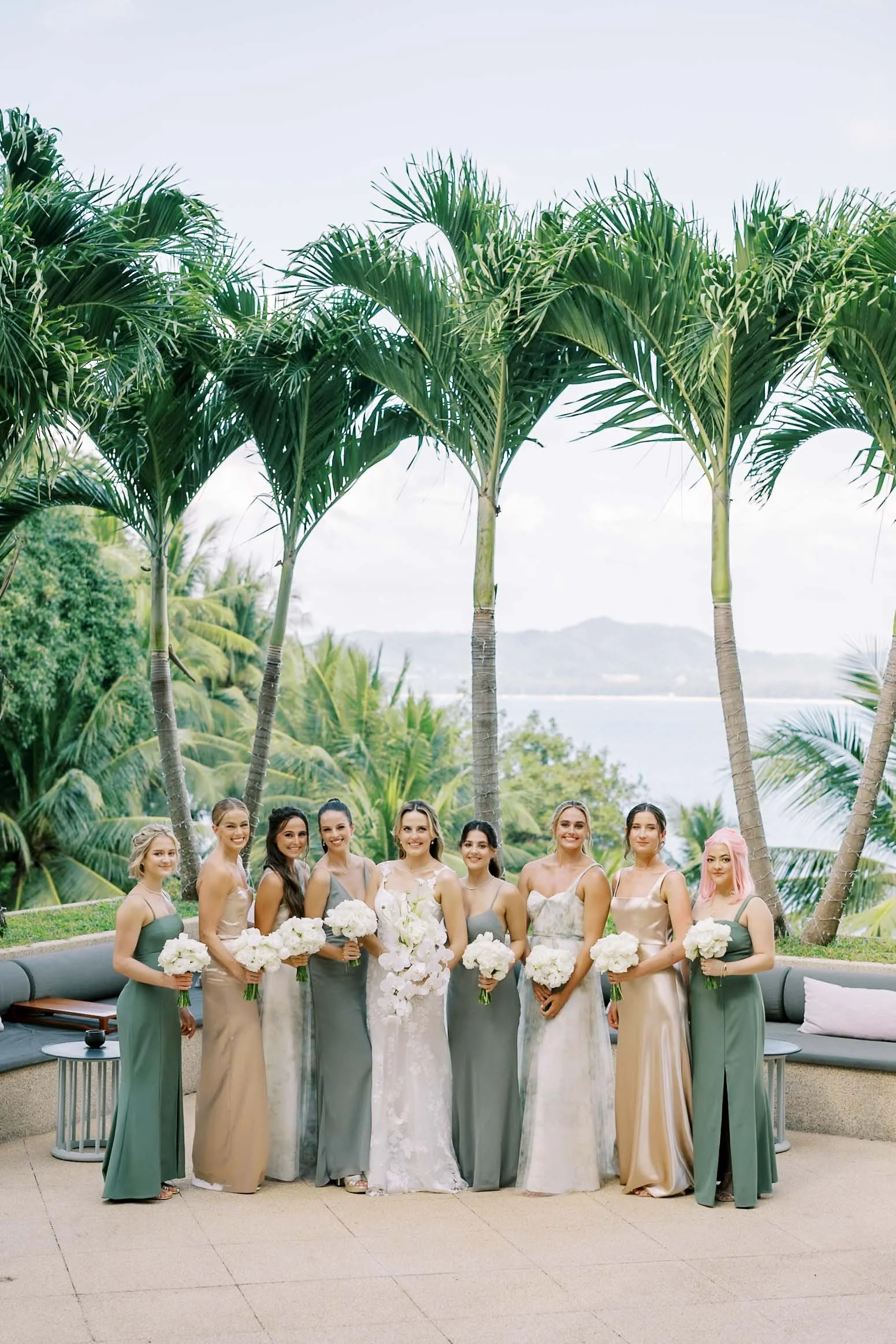 Bride with her bridesmaids at Amanpuri in Phuket, Thailand