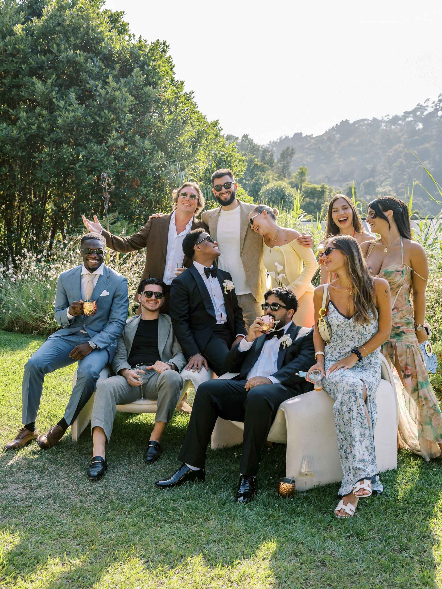 Guests during cocktail hour at Quinta da Bela Vista in Sintra, Portugal