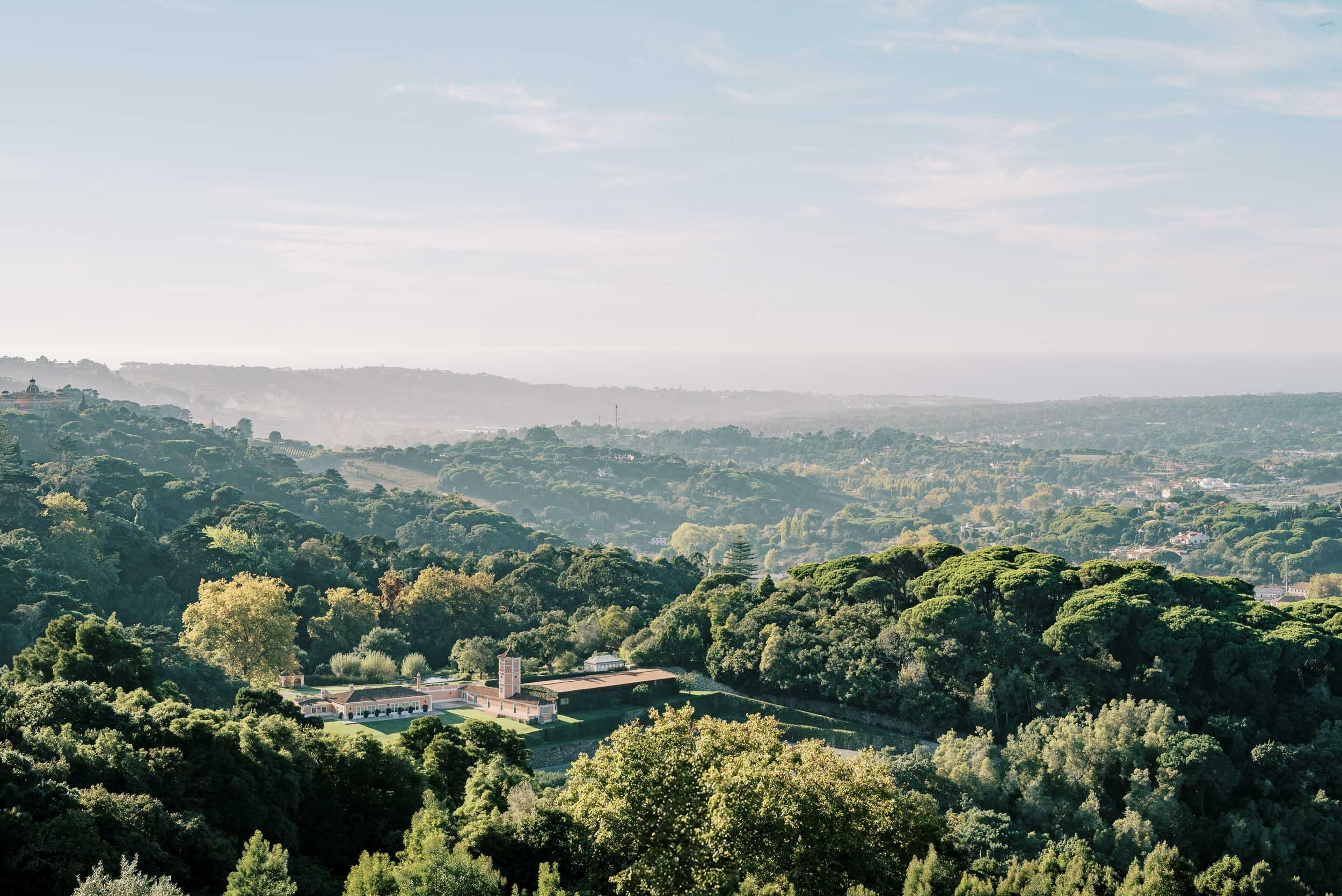 View over Sintra at Quinta da Bella Vista during a wedding celebration