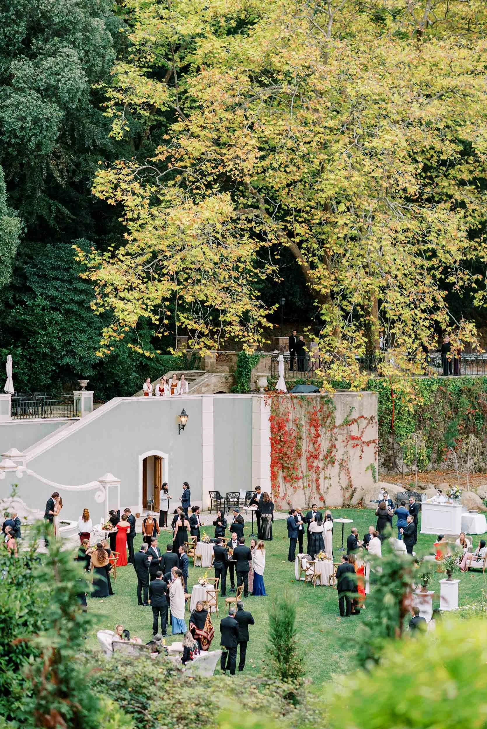 View of cocktail hour at Quinta da Bella Vista in Sintra