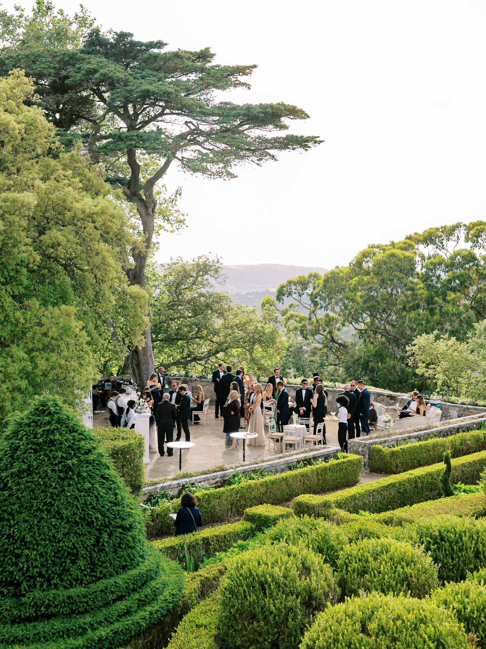 Cocktail hour in the gardens of Palácio de Seteais in Sintra