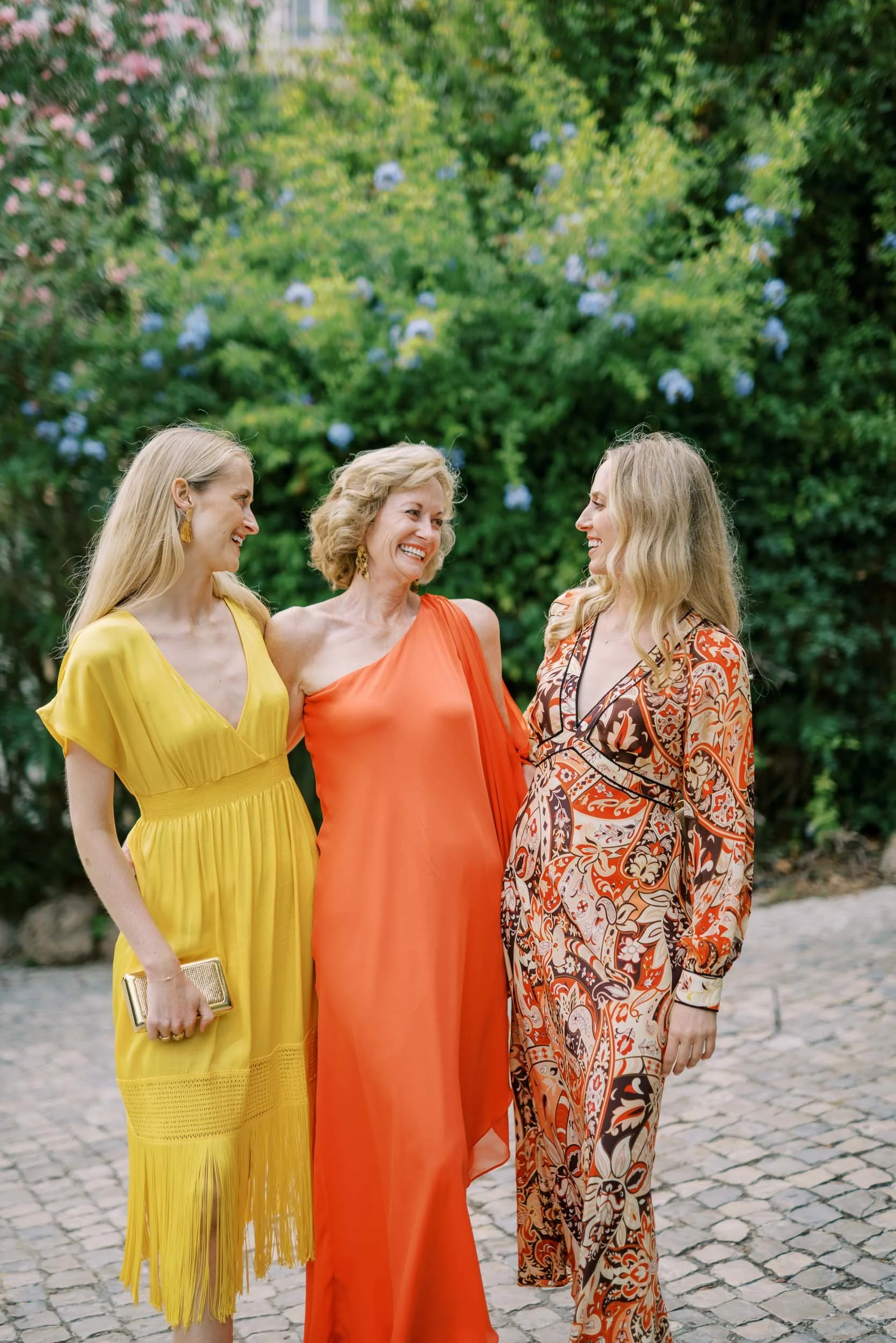 Three wedding guests portrait at Quinta da Bella Vista in Sintra, Portugal