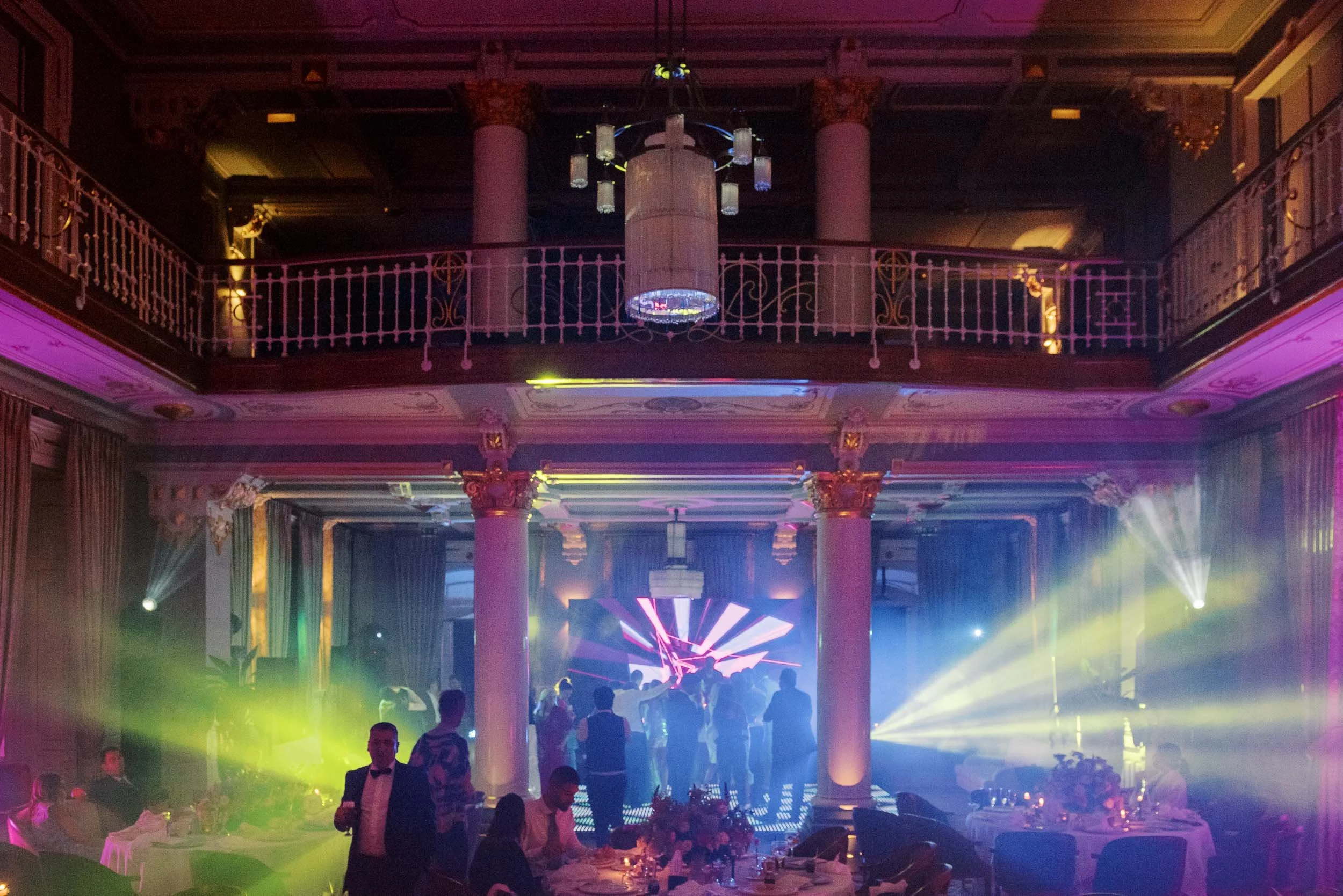arty room with lighting setup during a wedding at Vidago Palace Hotel in Portugal