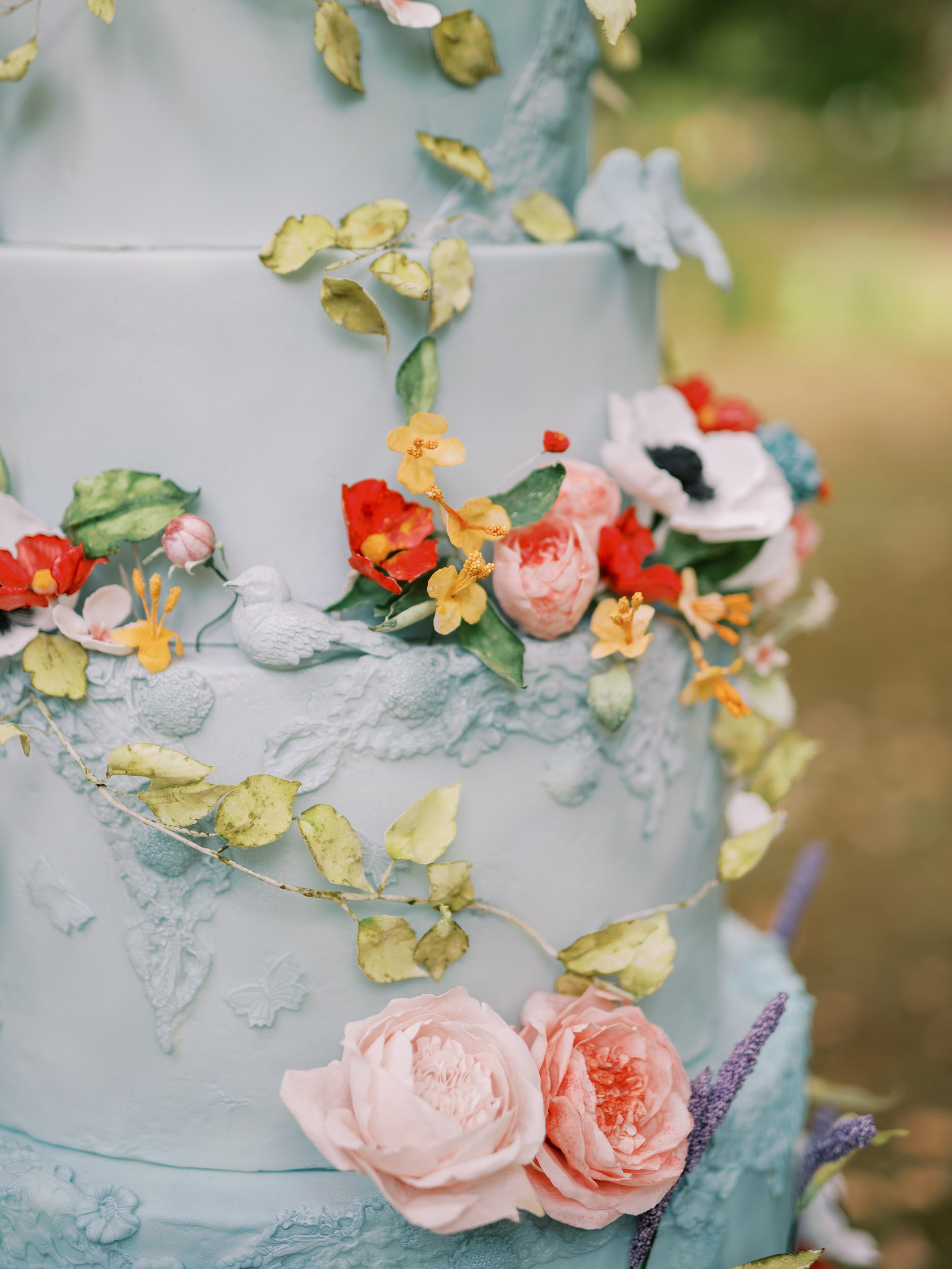 Wedding cake detail during a wedding at Vidago Palace Hotel in Portugal
