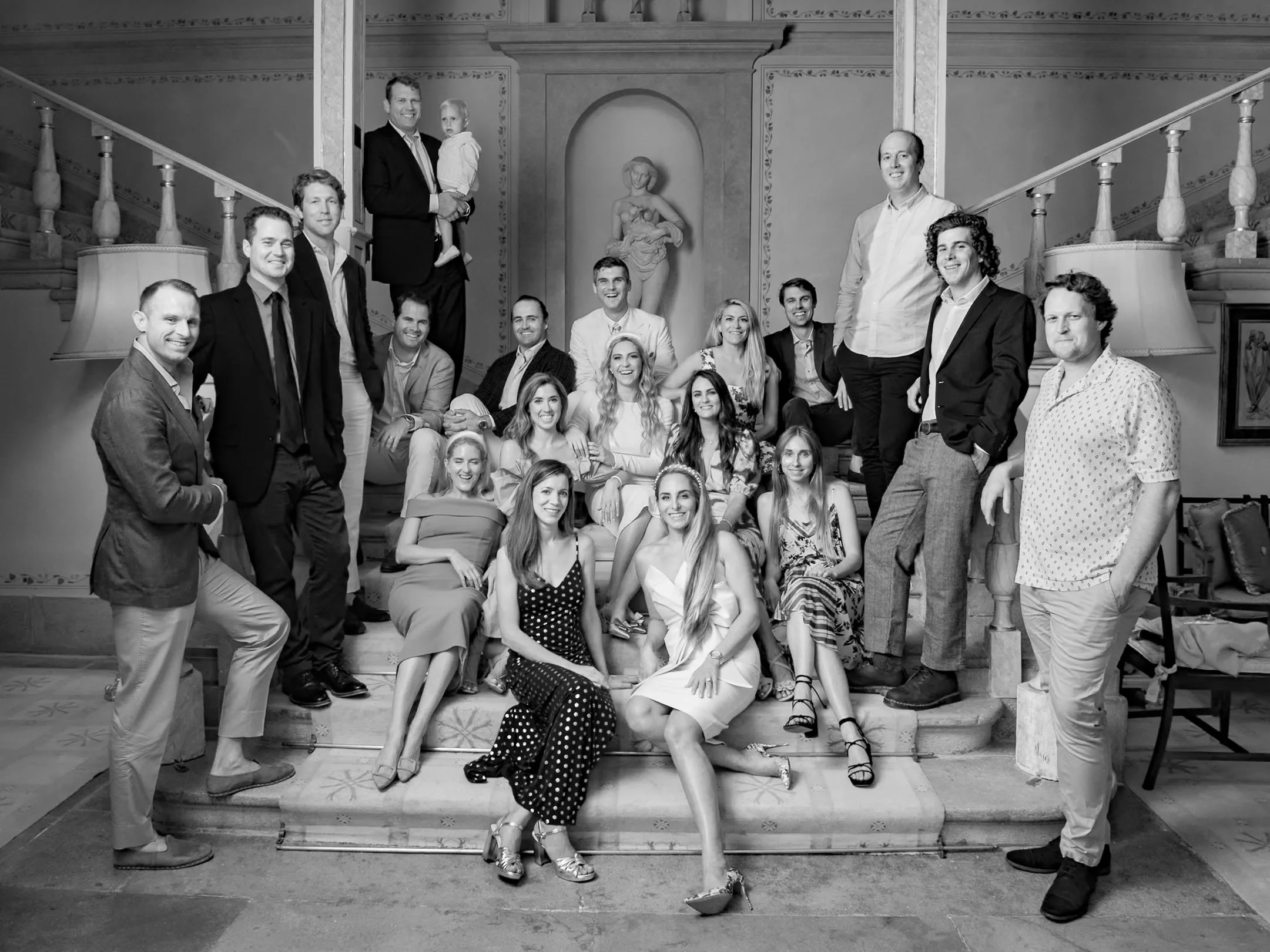 Wedding party on the staircase at Palácio de Seteais