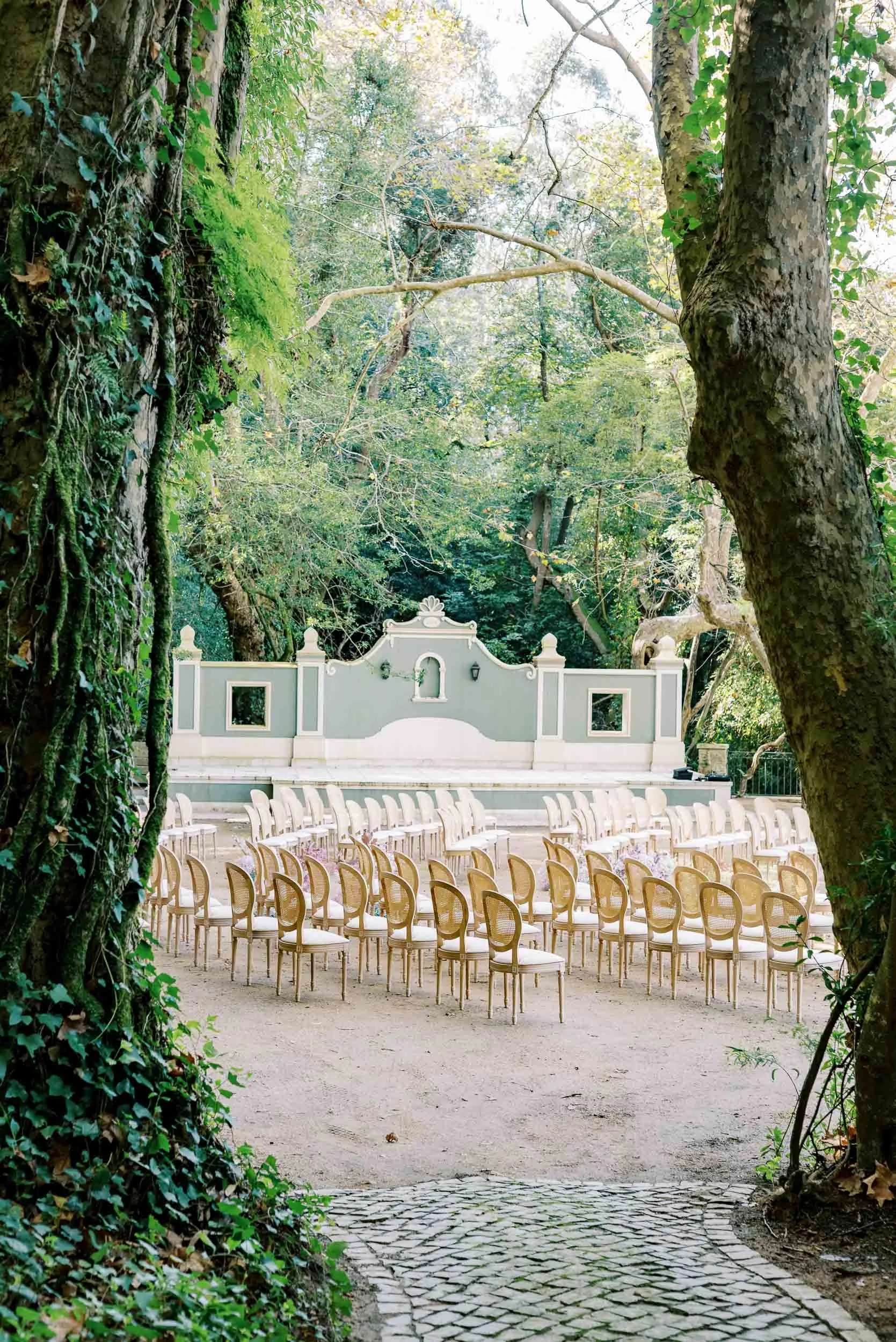 Outdoor ceremony setup at Quinta da Bela Vista in Sintra, Portugal