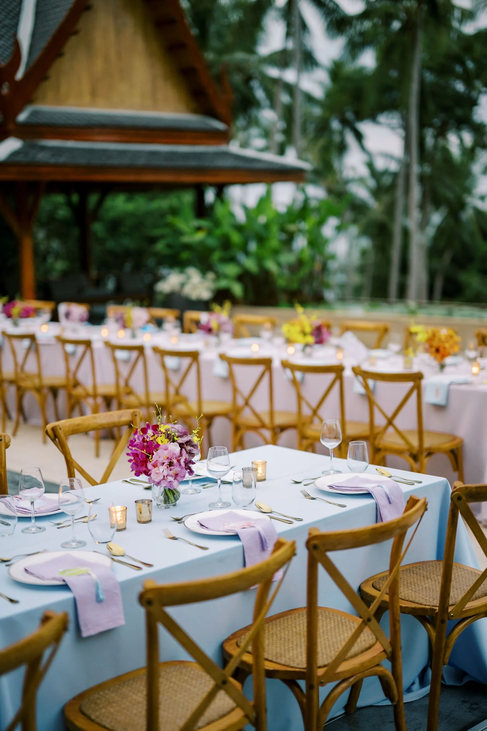 Reception dinner table setup at Amanpuri in Phuket, Thailand
