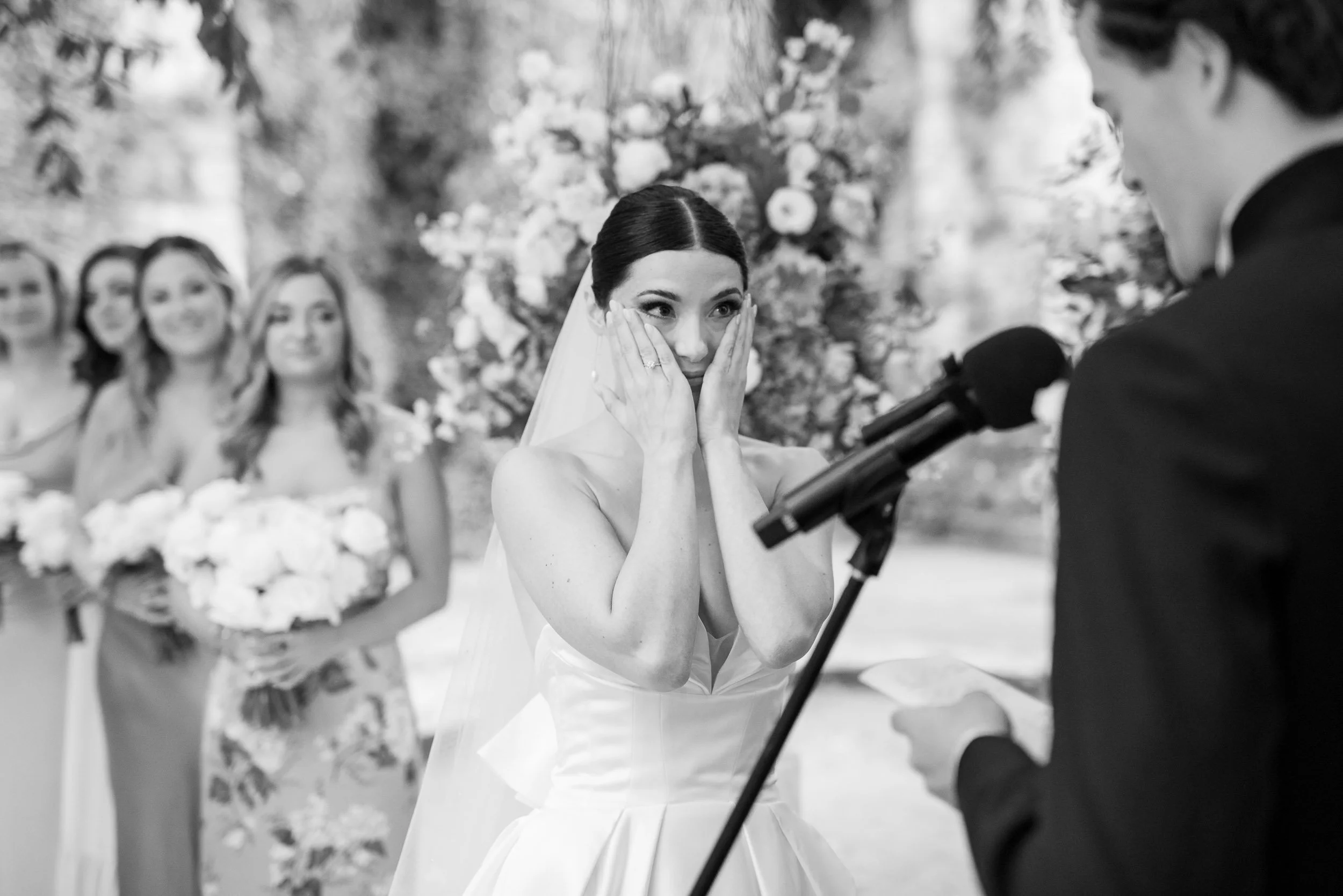 Emotional bride during the vows at Casa dos Penedos in Sintra