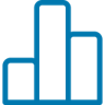 Abstract blue bar chart symbol on a white background.