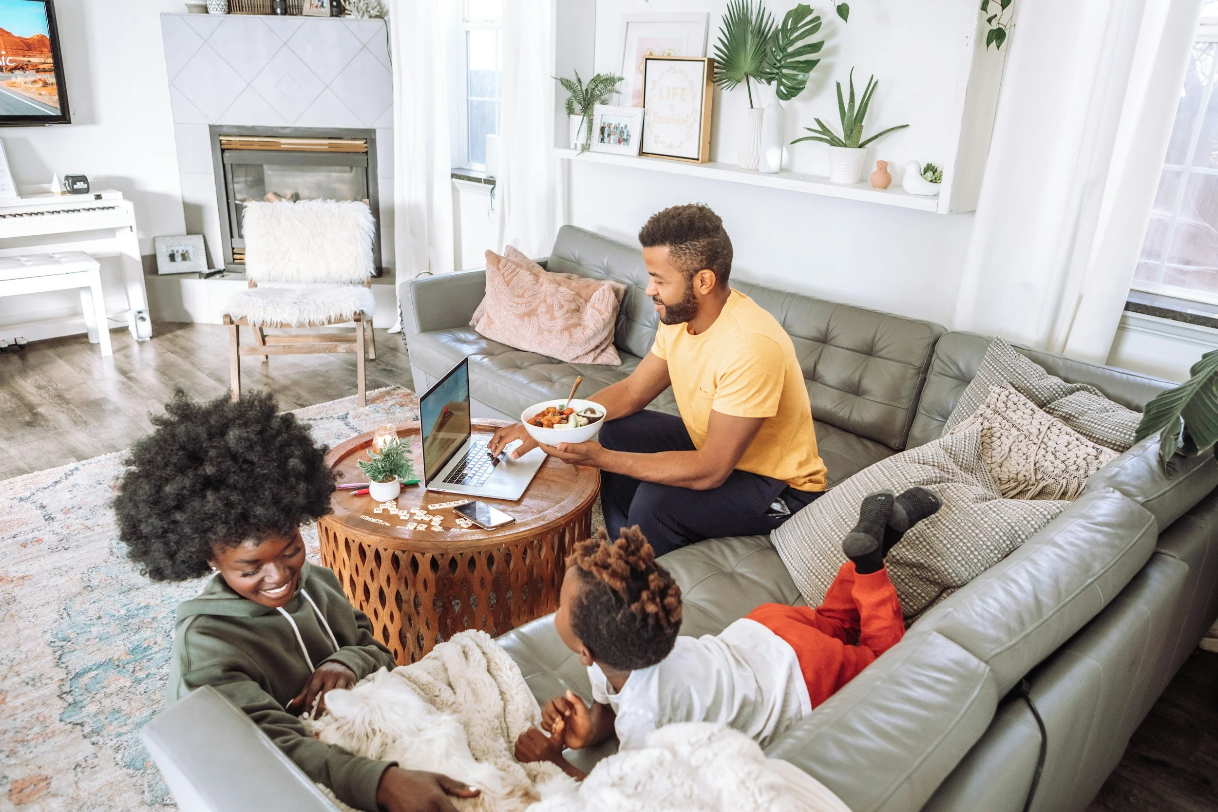 A family in their home