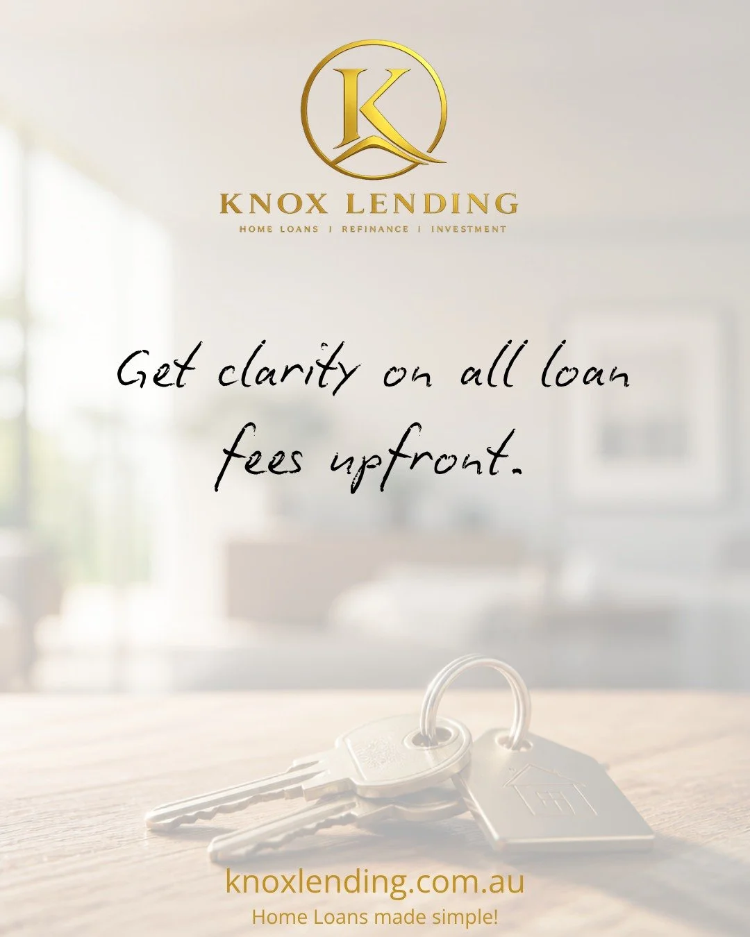 It's easy to focus heavily on interest rates but overlook the actual upfront and ongoing costs attached to the loan itself.

Depending on the lender and structure, you may encounter:
&bull; application fees
&bull; valuation fees
&bull; settlement fee